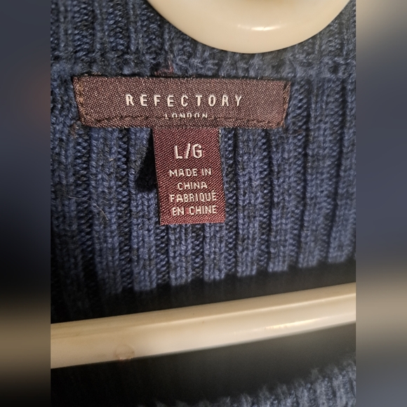 Refectory London Navy Blue Knit Sweater Large - Picture 2 of 5